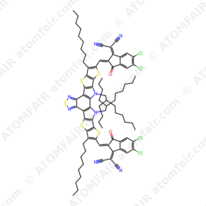 2,2'-(((12,13-Bis(2-butyloctyl)-3,9-dinonyl-12,13-dihydro-[1,2,5]thiadiazolo[3,4-e]thieno[2'',3'':4',5']thieno[2',3':4,5]pyrrolo[3,2-g]thieno[2',3':4,5]thieno[3,2-b]indole-2,10-diyl)bis(methanylylidene))bis(5,6-dichloro-3-oxo-2,3-dihydro-1H-indene-2,1-diylidene))dimalononitrile (CAS: 2598965-39-8)