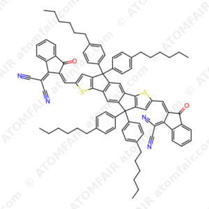 Propanedinitrile, 2,2'-[[4,4,9,9-tetrakis(4-hexylphenyl)-4,9-dihydro-s-indaceno[1,2-b:5,6-b']dithiophene-2,7-diyl]bis[methylidyne(3-oxo-1H-indene-2,1(3H)-diylidene)]]bis (CAS: 2095504-33-7)