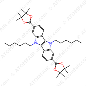 OC1051, 5,10-Dihexyl-2,7-bis(4,4,5,5-tetramethyl-1,3,2-dioxaborolan-2-yl)-5,10-dihydroindolo[3,2-b]indole (CAS: 2057469-39-1)