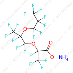 Propanoic acid,2,3,3,3-tetrafluoro-2-[1,1,2,3,3,3-hexafluoro-2-(1,1,2,2,3,3,3-heptafluoropropoxy)propoxy]-,ammonium salt (CAS: 13043-05-5)