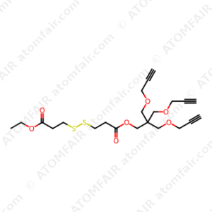 Ethyl 3-((3-oxo-3-(3-(prop-2-yn-1-yloxy)-2,2-bis((prop-2-yn-1-yloxy)methyl)propoxy)propyl)disulfanyl)propanoate (CAS: 1772624-48-2)