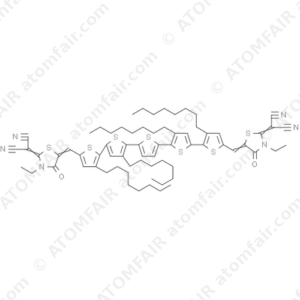 Propanedinitrile, 2,2'-[(3,3''',3'''',4'-tetraoctyl[2,2':5',2'':5'',2''':5''',2''''-quinquethiophene]-5,5''''-diyl)bis[methylidyne(3-ethyl-4-oxo-5,2-thiazolidinediylidene)]]bis (CAS: 1801872-28-5)