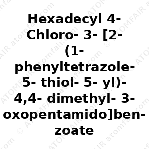 Hexadecyl 4-Chloro-3-[2-(1-phenyltetrazole-5-thiol-5-yl)-4,4-dimethyl-3-oxopentamido]benzoate (CAS: N/A)
