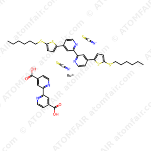 cis-Bis(isothiocyanato)(2,2’-bipyridyl-4,4′-dicarboxylato)- (4,4′-bis(5-(hexylthio)thiophen-2-yl)-2,2′-bipyridyl)- ruthenium(II) (CAS: 1152310-69-4)