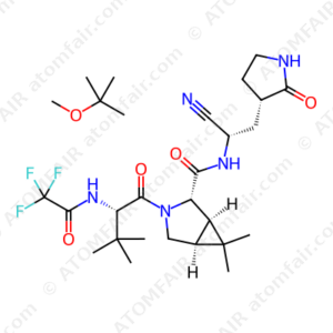 3-Azabicyclo[3.1.0]hexane-2-carboxamide, N-[(1S)-1-cyano-2-[(3S)-2-oxo-3-pyrrolidinyl]ethyl]-3-[(2S)-3,3-dimethyl-1-oxo-2-[(2,2,2-trifluoroacetyl)amino]butyl]-6,6-dimethyl-, compd. with 2-methoxy-2-methylpropane (1:1), (1R,2S,5S) (CAS: 2755812-44-1)