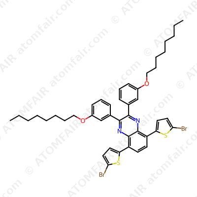 5,8‐bis(5‐broMothiophen‐ 2‐yl)‐2,3‐bis(3‐ (octyloxy)phenyl)quinoxal ine (CAS: 1100761-34-9)