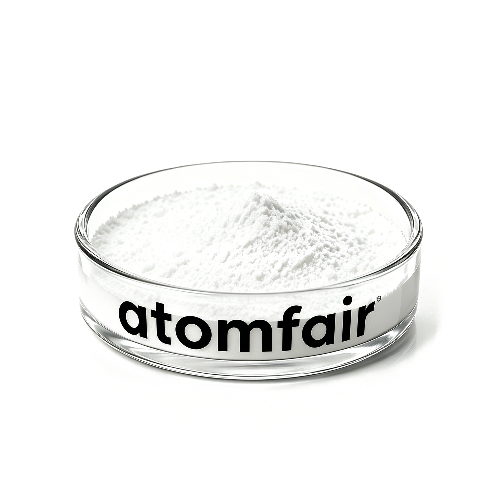 Carboxymethyl Cellulose (CMC) 100g Research Grade ATOMFAIR® 1 ATOMFAIR® Carboxymethyl Cellulose CMC white powder substance inside a clear egg-shaped glass bottle.