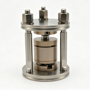 Atomfair in-situ Raman test cell and high precision PEEK insulated mold set for solid-state battery electrochemical analysis.