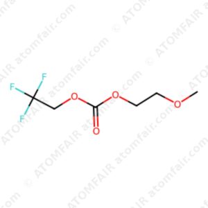 diagram showing the 2D chemical structure of ATOMFAIR® 2-Methoxyethyl 2,2,2-Trifluoroethyl Carbonate CMTE molecule.