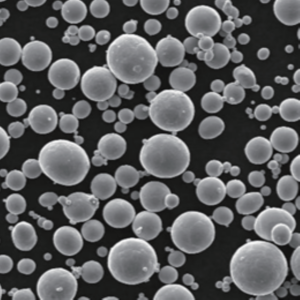 Atomfair® 304l spherical stainless steel powder displaying a bright silver metallic fine substance in a hexagonal glass bottle.