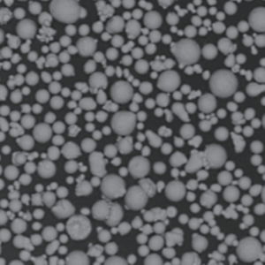 Atomfair® AlMnErZr spherical aluminum alloy powder showing a bright silver metallic powder inside a transparent hexagonal glass sample bottle.