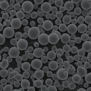Atomfair® CoCrMoW spherical cobalt-chromium alloy powder showing a dark gray metallic powder inside a clear hexagonal glass bottle.