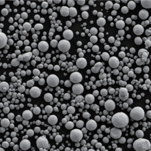 Atomfair® CuSn10 spherical tin bronze alloy powder showing a distinct greenish-gold metallic substance inside a clear hexagonal glass bottle.