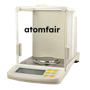 ATOMFAIR® FA2125 dual-range analytical balance with a glass draft shield and LCD screen on a white background.