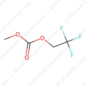 Chemical structure diagram of FEMC methyl trifluoroethyl carbonate with atomfair watermarks on white background.