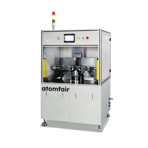 ATOMFAIR® GPM-856 CNC grooving and pre-sealing machine with a control screen and warning light on a white background.