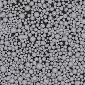 Atomfair® Hastelloy X high-temperature alloy powder showing a dark gray metal powder inside a clear hexagonal glass bottle with a silver cap.