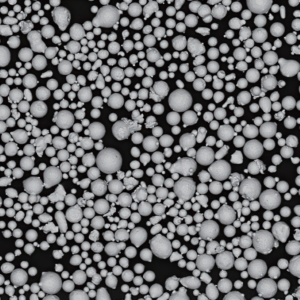 Atomfair® Haynes 188 cobalt superalloy powder contained within a transparent hexagonal glass sample bottle with a silver cap.