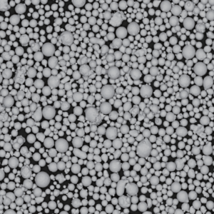 Atomfair® Haynes 230 high-temperature alloy powder displayed inside a transparent hexagonal glass sample bottle with a silver metallic cap.