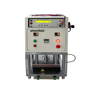 ATOMFAIR® HST-492 hot press shaping and short circuit tester with digital display panels on white background.
