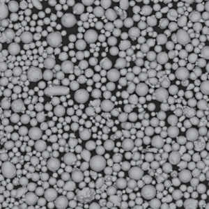 Atomfair® IN625 nickel superalloy powder displayed inside a transparent hexagonal glass sample bottle with a silver cap.