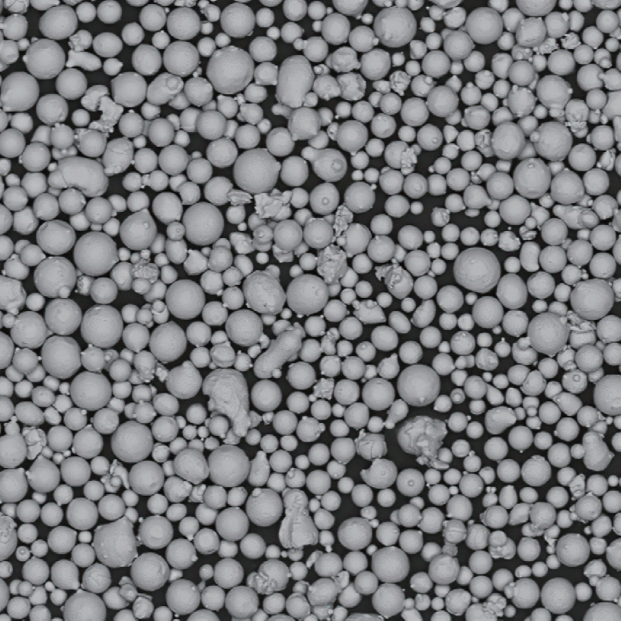 IN718 Nickel Superalloy Powder 1 Atomfair® IN718 nickel superalloy powder visible within a clear hexagonal glass sample jar featuring a silver cap.
