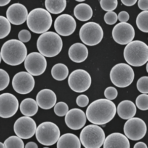 Atomfair® IN738 spherical superalloy powder presented as a dark substance in a clear hexagonal glass container with a metal cap.