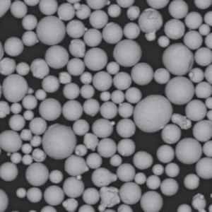 Atomfair® IN939G high-strength SLM superalloy powder contained as a dark fine mixture inside a clear hexagonal glass sample jar.