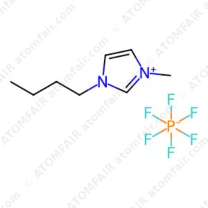 Diagram showing the 2D chemical ionic structure of ATOMFAIR® 1-Butyl-3-MethylImidazolium hexaFluoroPhosphate molecule.