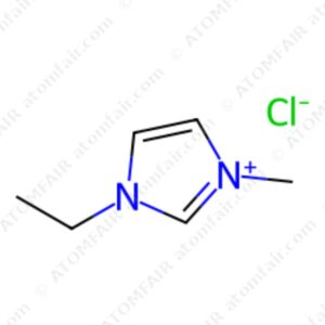 diagram showing the 2D chemical ionic structure of ATOMFAIR® 1-Ethyl-3-MethylImidazolium Chloride molecule.