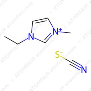 diagram showing the 2D chemical ionic structure of ATOMFAIR® 1-Ethyl-3-MethylImidazolium Thiocyanate molecule.