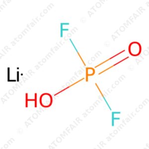 diagram showing the 2D chemical structure of ATOMFAIR® Lithium Difluorophosphate LiPO2F2 molecule.
