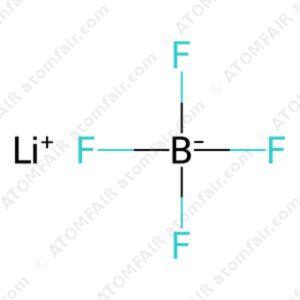 Chemical structure diagram of LiBF4 lithium tetrafluoroborate salt with atomfair watermarks on a white background.