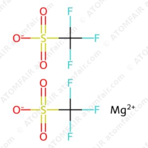 Chemical structure diagram of magnesium trifluoromethanesulfonate with atomfair watermarks on a white background.