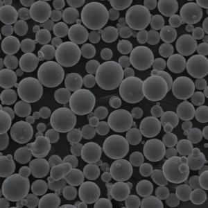 ATOMFAIR® MS1 spherical maraging steel powder inside a clear hexagonal glass jar with a metallic silver cap, displayed on a clean white background.