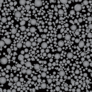 Atomfair® PW01 spherical maraging tool steel powder displaying a bright silver metallic fine substance in a hexagonal glass bottle.