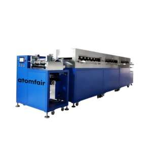 ATOMFAIR® TCM-792 blue industrial intermittent lab coating machine line for precise material web processing.