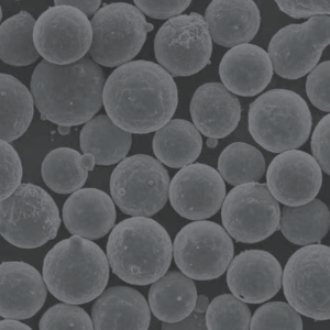 Atomfair® Ti2AlNb titanium intermetallic powder stored inside a clear hexagonal glass container with a metallic silver cap.