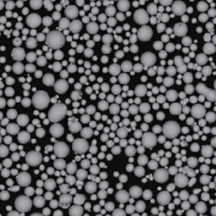 X40 Spherical Superalloy Powder 1 Atomfair® X40 spherical superalloy powder displayed as a fine light-gray metallic substance inside a clear hexagonal glass bottle.