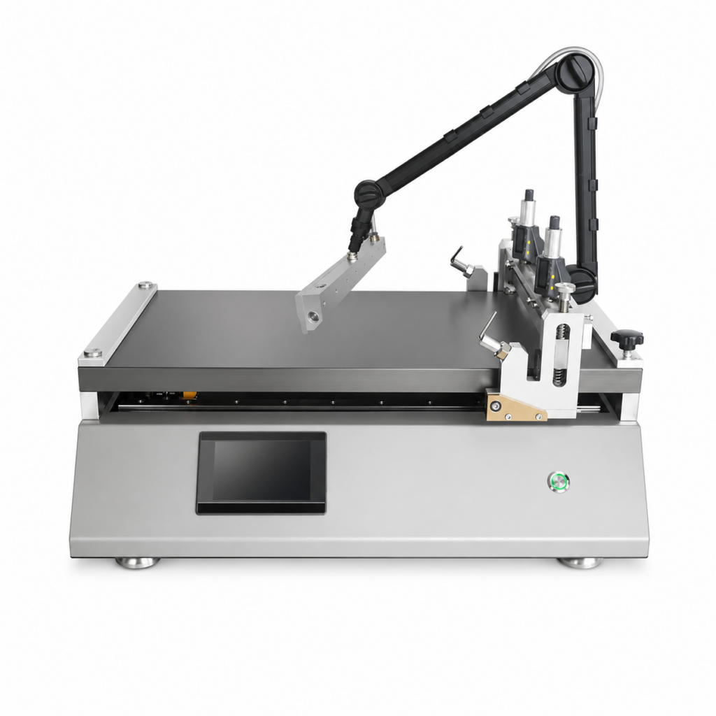 Perovskite Film Coater Automatic Blade Coating Air Knife Drying N2 Inert Atmosphere Protection Anodized Aluminum Plate ±1μm Flatness Servo Motor
