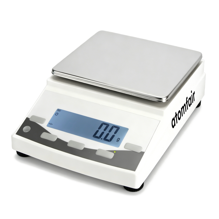EB5000G-0.1G Precision Balance 5000g ×0.1g ATOMFAIR® 1 ATOMFAIR® EB5000G-0.1G precision electronic balance with a square stainless steel weighing pan on a white background.