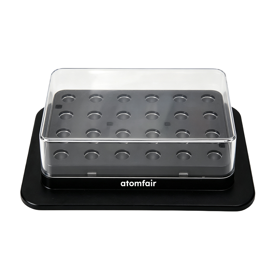 H100-Series Heating Block 24×0.5 mL Tube Module ATOMFAIR® 1 ATOMFAIR® H100-series heating block, 24 x 0.5 mL AF-TC-ACC-H100-001 for tube heating block workflows