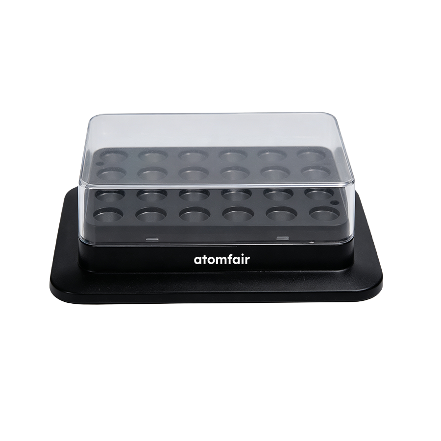 H100-Series Heating Block 24×1.5 mL Vials ATOMFAIR® 1 ATOMFAIR® H100-series heating block, 24 x 1.5 mL chromatography vials AF-TC-ACC-H100-002 for tube heating block workflows