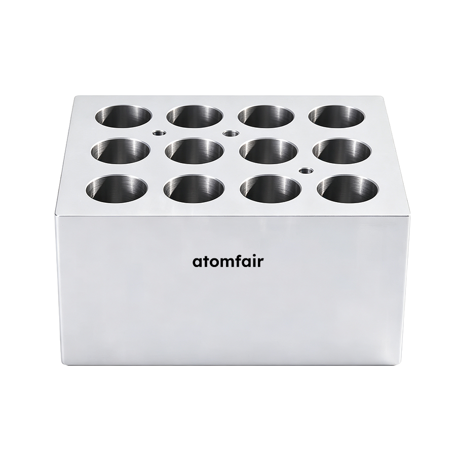 Dry Bath Heating Block 12×5 mL AF-TC-ACC-HB-005 ATOMFAIR® 1 ATOMFAIR® Heating Block AF-TC-ACC-HB-005 for tube heating block workflows and research-grade sample preparation
