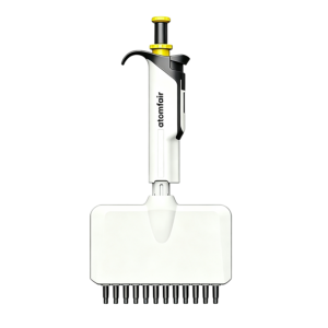 ATOMFAIR® HiPette 12-channel 10-100 uL pipette for routine micro-volume multi-channel transfers in lab workflows.