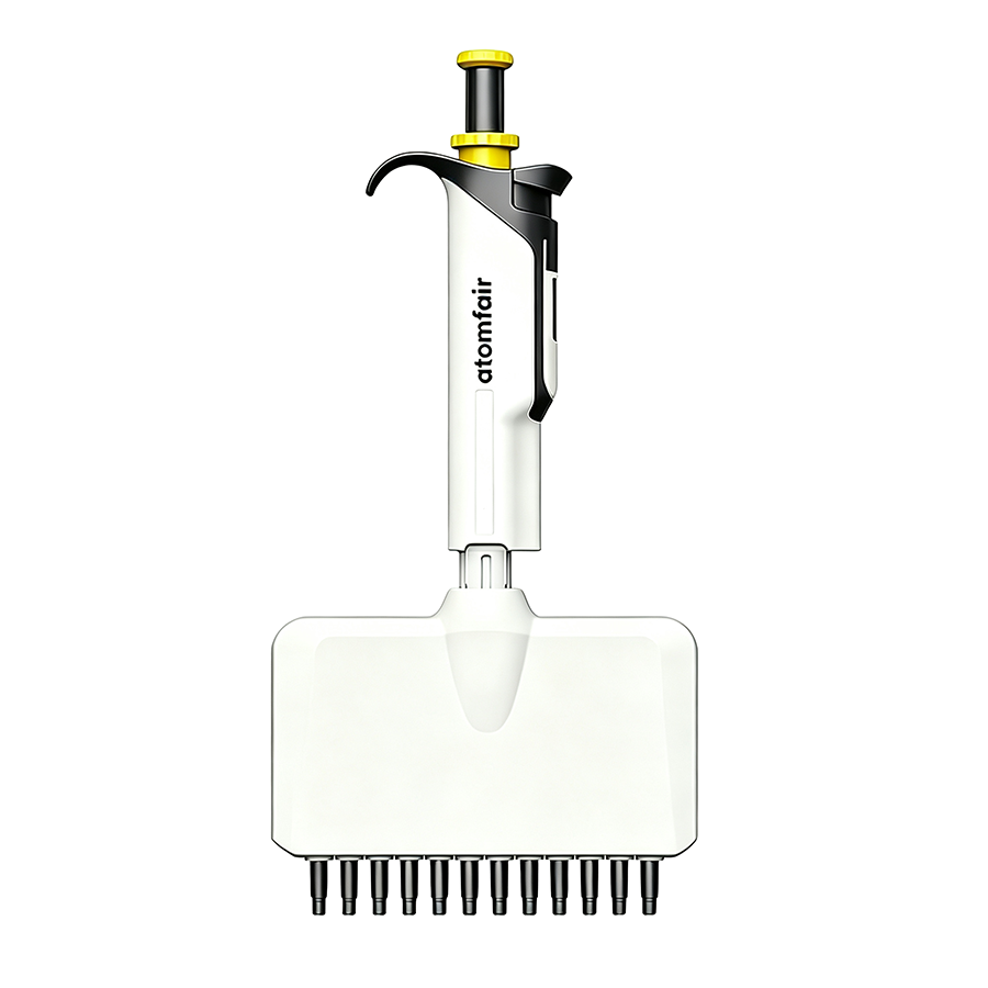 HiPette-LTS 12-Channel 5-50 μL Pipette ISO 8655-2 ATOMFAIR® 1 ATOMFAIR® HiPette-LTS 12-channel 5-50 uL pipette for accurate small-volume multi-channel dispensing in lab workflows.