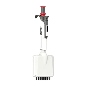 ATOMFAIR® HiPette-LTS 8-channel 30-300 uL pipette for accurate medium-volume multi-channel transfers in lab workflows.