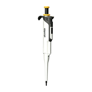 ATOMFAIR® HiPette single-channel 20-200 uL pipette for standard volume dispensing in laboratory workflows.
