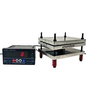 Atomfair anodized 6061 aluminum alloy three layer pouch cell test fixture with integrated pressure sensor for electrical insulation.