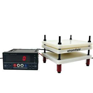 Atomfair lightweight polypropylene PP three layer pouch cell test fixture with built-in pressure sensor for battery laboratory testing.